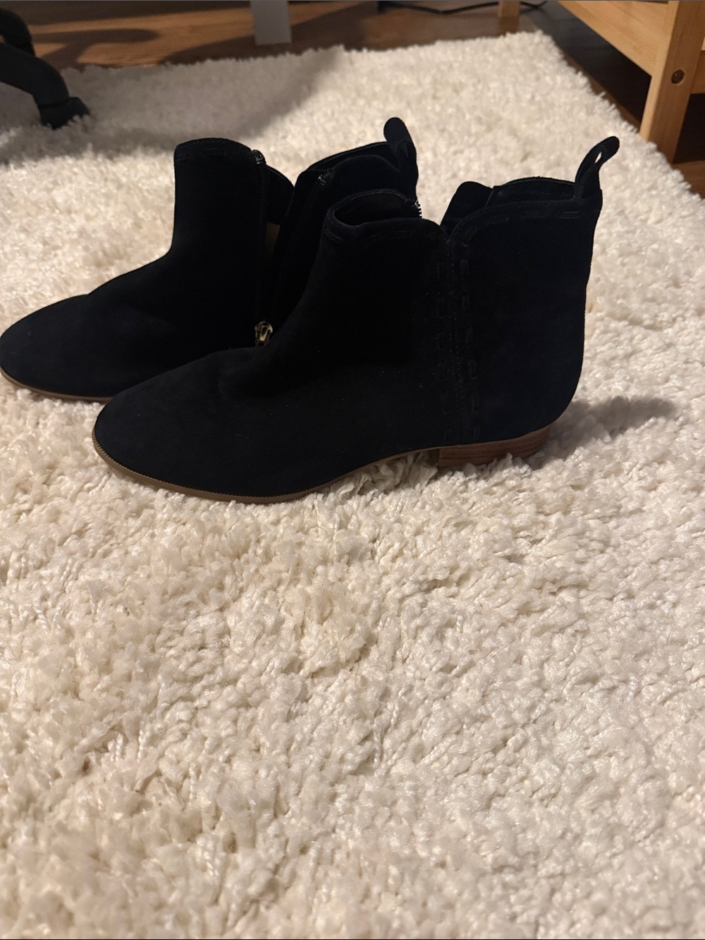 Jack Rogers Black Suede Ankle Booties with Side Zip